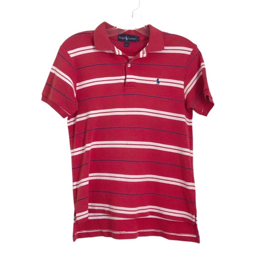 Vintage Ralph Lauren Red Striped Polo Short Sleeve Shirt C18